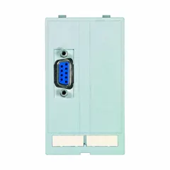 Panel interface insert with one SUB-D9 female-to-female data port. Designed for industrial control cabinets and automation systems requiring serial data connectivity. Dimensions: 51 mm x 88 mm.