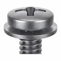 This SEMS screw features a #4-40 thread, 1/8 in length, stainless steel passivated construction, pan head, and #1 drive size. It includes a pre-assembled internal tooth lock washer that resists loosening from vibration. Suitable for general fastening applications requiring corrosion resistance and secure clamping