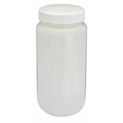 GLOBE SCIENTIFIC Sampling Bottle: HDPE, 2 L, 67.6 fl oz, Closure Included, Natural - HDPE Wide Mouth Round Lab Bottles