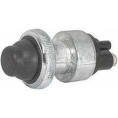 This non-illuminated miniature push button features an extended profile and non-metallic construction. It is a momentary-action, single-pole single-throw (SPST) switch. Suitable for use as a control panel operator in industrial environments where a non-conductive actuator is required.