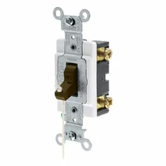 Double-pole maintained toggle wall switch rated 120/277V AC and 15 A. Brown finish, non-illuminated. Suitable for controlling lighting or other loads from a single location in commercial and industrial environments.