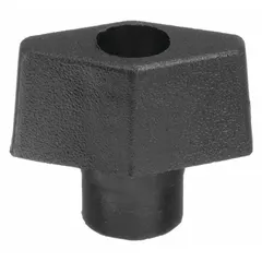 This T-handle knob features a plastic body with a steel threaded through-hole in #10-24 size. The 1.16-inch diameter knob is suited for manual adjustment, clamping, or positioning tasks on machinery and equipment in industrial environments.