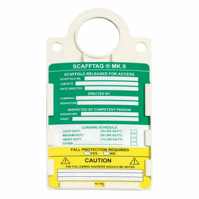 BRADY Tag: No Header, 6 in Wd, 11 1/2 in Ht, Green/White/Yellow, Rectangle, PVC - Safety