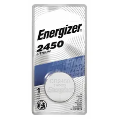 Disposable lithium/manganese dioxide coin cell battery with 2450 size. Delivers 3V DC and 620 mAh capacity. Suitable for powering small portable electronics such as key fobs, remote controls, medical devices, and memory backup circuits.