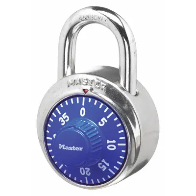 MASTER LOCK Combination Padlock: Dial Combo, Silver, Stainless Steel, Std Shackle - Standard Shackle Combination Padlocks
