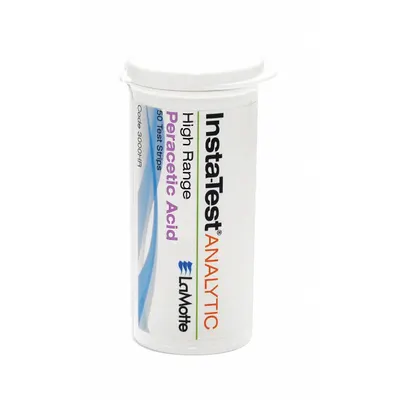 LAMOTTE Test Strips: Peracetic Acid, 0 to 1,000 ppm Peracetic Acid, Strip, 50 Tests - Single-Parameter Test Strips