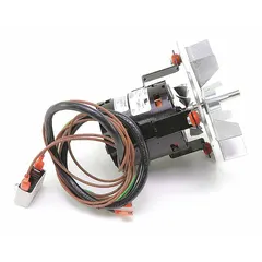 This REZNOR venter motor and wheel assembly is a replacement part for HVAC systems, designed to exhaust combustion gases from heating equipment. It is compatible with manufacturer part number UDAP-150. Typical applications include commercial and industrial furnaces requiring a venter assembly for safe operation.