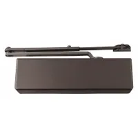This DEXTER door closer is a Grade 1 heavy-duty unit with a bronze finish, designed for standard arm-mount installation on interior or exterior doors. It features a non-hold open closer type and an adjustable spring size 6, allowing for customized closing force. The closer is ADA compliant and suitable for commercial applications requiring controlled automatic door closing