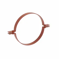 Riser clamp designed to support vertical pipe runs in industrial piping systems. Suitable for 20 in pipe with a 2,900 lb load capacity and 30 in overall length. Constructed from steel with a red oxide primer finish.