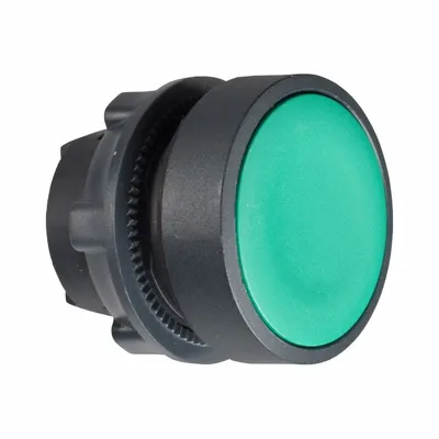 SCHNEIDER Flush Push Button: Green, 22 mm Mounting Size, Non-Metallic - Flush-Mount & Recessed Push-Button Operators