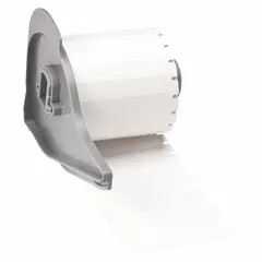 This roll contains 750 precut polypropylene tags with a white matte finish. Each tag measures 3/8 in x 1 15/16 in and is designed for outdoor use. Compatible with the M710 printer series for on-demand printing, these tags are used for identification and labeling in industrial environments.