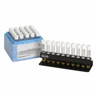 HACH Digestion Vials are used for preparing water samples for chemical oxygen demand (COD) testing and other parameters in industrial water analysis. Each pack contains 25 vials with a concentration range of 20 to 1,500 mg/L. These vials are suitable for use in water quality testing laboratories