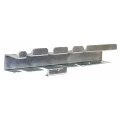 This tool-specific holder is designed for organizing screwdrivers on square-hole pegboard. Made of steel with a zinc-plated silver finish, it features a screw-in locking system for surface mounting and includes bolts for installation. Suitable for workshops, garages, and industrial tool storage where quick access to screwdrivers is needed.