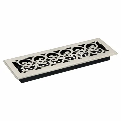 DECOR GRATES Floor Register: Floor, 15 1/2 in H, 5 1/2 in W, Decorative, Brushed, Nickel - Floor Registers