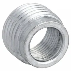 Iron reducing bushing for hazardous locations, reducing a 1/2 in trade-size opening to 3/8 in. Used in conduit systems or enclosures where a smaller connection is required in explosive or flammable environments.