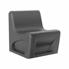 Freestanding armless lounge chair with a black polyethylene seat, designed for single-person use. The seat material resists moisture and wear, suitable for waiting areas, lobbies, or break rooms. Meets UL 94 HB and ISO 22196 standards.
