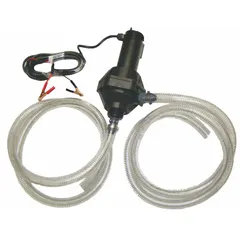 This diaphragm drum pump is designed for transferring fluids from 55-gallon drums and similar containers. It features a 1/4 hp motor operating on 12 V DC, delivering a flow rate of 12 gpm. The pump body is polypropylene, and the suction tube is PVC, making it suitable for use with compatible fluids in industrial, agricultural, and chemical handling applications.