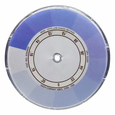 HACH Color Disc Iron: 9265400, Iron, 1/4 in Overall Ht, 4 in Overall Wd - Color Comparator Discs & Boxes