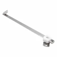 The SUGATSUNE HS-240 is a 304 stainless steel lid support used for positioning hinged covers on enclosures, cabinets, and access panels. It has an overall height of 1 37/64 in and an overall width of 1 3/16 in