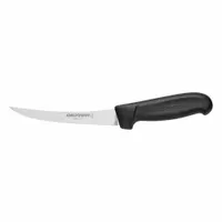 DEXTER RUSSELL Boning Knife: Curved/Semi-Flex, 6 in Overall Lg, Steel Blade, Black Handle, Black (MPN 27023)