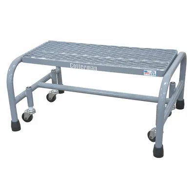 COTTERMAN Step Stool: 12 in Overall Ht, 450 lb Load Cap, 1 Steps, Steel - Rolling Step Stools