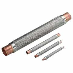 This Parker vibration absorber reduces mechanical vibration and noise in piping systems. It features a stainless steel braid and copper connection material. The unit has a 2-5/8 inch sweat connection and an overall length of 24-1/8 inches. Suitable for use in HVAC, refrigeration, and industrial piping to protect compressors and pumps.