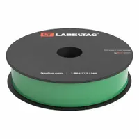 Continuous label roll for LabelTac 4 Pro printer. Vinyl material in green gloss finish. 1 in width, 100 ft length. Suitable for indoor and outdoor use. Used for industrial labeling applications such as pipe marking, equipment identification, and safety signage