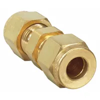 PARKER Compression Fitting Union: 1/4 in OD x 1/4 in OD Size, Compression x Compression, Brass (MPN 4-4 HBZ-B)