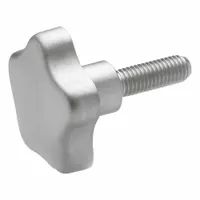 JW WINCO Hand Knobs; Star Knobs: 5 Point, Stainless Steel, M12 Thread, 50 mm Thread Lg, 60 mm Dia (MPN 5334-60-M12-50)