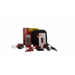 Electric vehicle charging diagnostic tool with LCD display, Bluetooth connectivity, and wire length measurement function. Operates on AA batteries. Complies with IEC/EN 61010-2-034 safety standards. Suitable for troubleshooting EV charging systems and infrastructure.