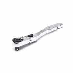 This 6-inch reversible flex-head ratchet features a 5° minimum arc swing for use in confined spaces. The full polish chrome finish resists corrosion. Suitable for tightening and loosening fasteners in automotive, industrial, and general mechanical applications.