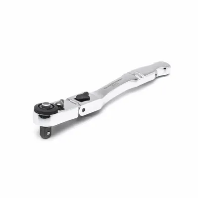 GEARWRENCH Hand Ratchet: Pear, Reversible, 6 in Overall Lg, Full Polish Chrome - Flex-Head Ratchets