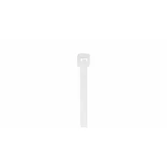 Standard all-purpose nylon cable tie, 7.1 inches in length, natural color. Suitable for indoor bundling and organization of wires, cables, and hoses in light- to medium-duty applications. Not rated for outdoor use. Supplied in a pack of 100.