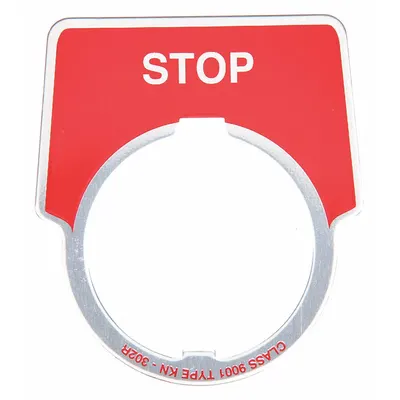 SCHNEIDER Legend Plate: 30 mm Panel Mounting Size, Half-Round - Push-Button Rings & Plates