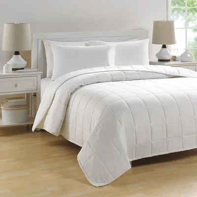 MARTEX Blanket: King, 106 in Overall Lg, 94 in Overall Wd, T130, Polyester, White - Duvet Inserts