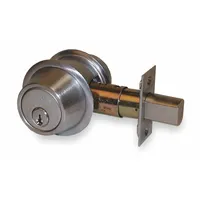 This standard cylindrical deadbolt is designed for doors up to 1-7/8 inches thick. It features a satin chromium-plated finish, a Schlage C keyway, and includes a conventional core cylinder. The lock is ADA compliant and suitable for commercial or institutional applications where secure locking is required