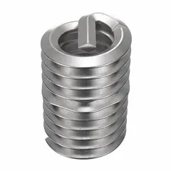 Screw-locking tanged helical insert for repairing or reinforcing threads in metal components. Made of 18-8 stainless steel with a plain finish, #8-32 coarse thread, right-hand direction, and tensile strength of 200,000 to 250,000 psi. Suitable for use in aluminum, cast iron, or steel. Supplied in a 1,000-piece pack.