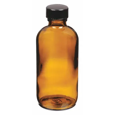 QORPAK Sampling Bottle: 120 mL, Amber, 22-400, Phenolic, 24, PolyCone - Amber Narrow Mouth Round Glass Lab Bottles