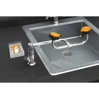 GUARDIAN EQUIPMENT Plumbed Eyewash: Std, Eyes and Face Coverage, Push Plate, Left Side, Gen Purpose (MPN G1775LH)