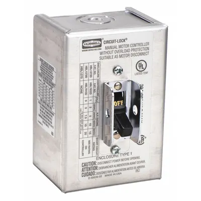 HUBBELL KELLEMS Manual Motor Switch: 2 Poles, 30 A, 1 NEMA Rating - Enclosed Manual Motor Switches