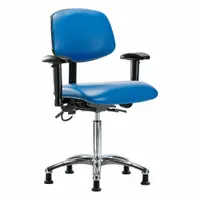 ESD Task Chair: Vinyl, Arms Included, Ht Range 21 1/2 in to 29 in, 18 1/2 in Seat Wd, 17 in Seat Dp (MPN BR-ESD-VMBCH-CR-T0-A1-NF-EG-ESDBLU)