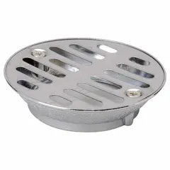 Pan & Tile-In Shower Drain, Zinc, Chrome, 3-1/2 in Overall Dia, 3-1/2 in Overall Ht, Threaded, 133-405