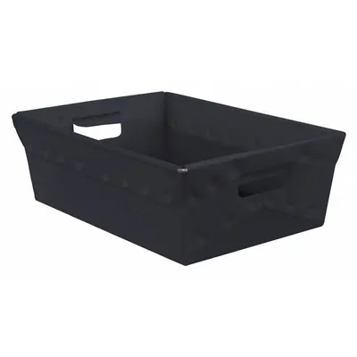 DIVERSI-PLAST Nesting Tote: 1.9 gal, 18 in x 13 in x 6 in, Black, Lid Not Included - Lightweight Corrugated Plastic Nesting Totes