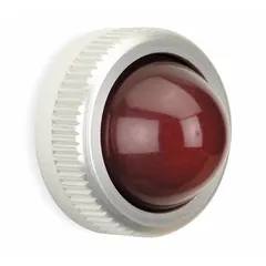 Red domed glass lens for 30 mm panel mounting holes. Compatible with 9001SK series pilot light assemblies. Used to indicate machine status or alarm conditions on industrial control panels.
