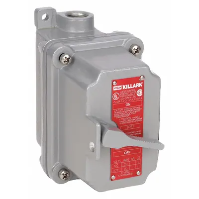 HUBBELL KILLARK Tumbler Switch: 1 Gang, 1-Pole, 20 A, 120 V AC, Feed-Thru Hub - One-Gang Front Lever Tumbler Switches