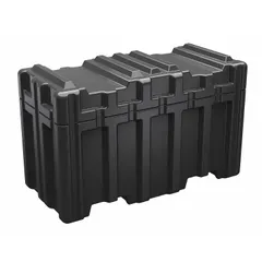 This heavy-duty ribbed protective transport case from PELICAN features a folding handle and latch closure. It has inside dimensions of 24 in x 53 7/8 in x 28 7/8 in and weighs 14 lb. Supplied without foam or wheels, it is suitable for custom foam fitting to protect tools, electronics, or instruments during shipping, storage, and field use.