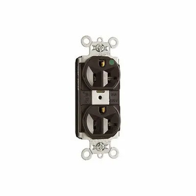 PASS & SEYMOUR Receptacle: Hospital Grade, Duplex, 5-20R, Brown, 125V AC - General Purpose Receptacles