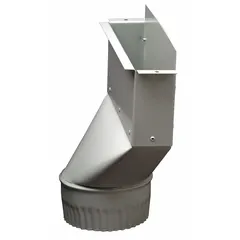 Polyethylene lower exhaust transition adapter for fume hood exhaust systems. Includes duct canopy connection kit. Overall width 5 inches. Used to connect fume hood exhaust to ductwork in laboratory ventilation enclosures.