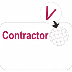 Paper clip-on ID badge with white background and red legend. Each card measures 2 inches high by 3 inches wide. Supplied in a pack of 500. Suitable for temporary identification and access control applications.