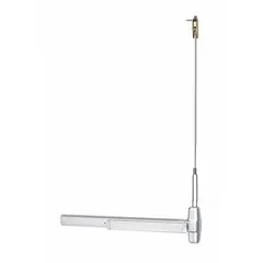 This VON DUPRIN exit device is a concealed vertical rod type with a touchbar style, finished in chrome. It is designed for doors up to 3 ft wide and provides code-compliant egress for commercial applications such as offices, schools, and hospitals.